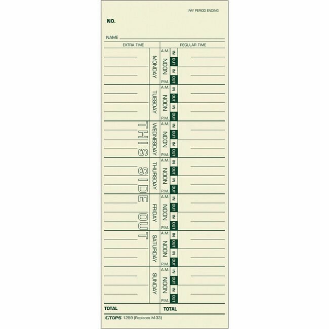 TOPS Products Card Clock Time Weekly TOP1259
