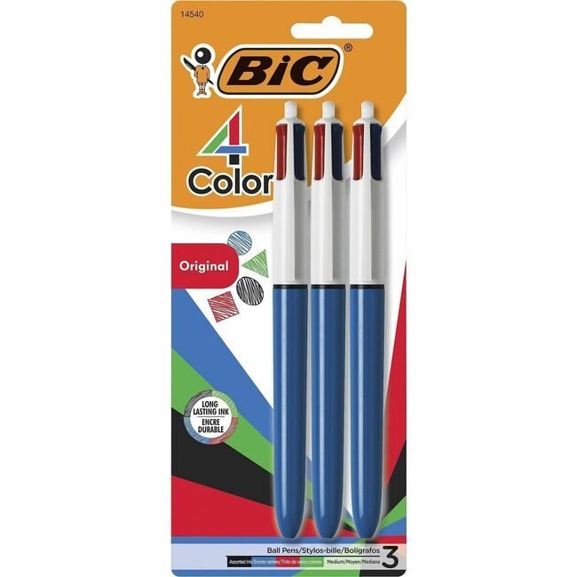 BIC Corporation Pen 4 COLOR Ret 3/PK Assorted BICMMP31