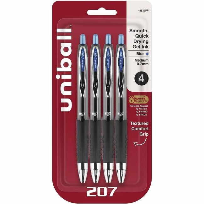 Mitsubishi Pencil Co. / uni-ball Pen Gel 207 0.7MM 4 Pack Blue UBC45532PP