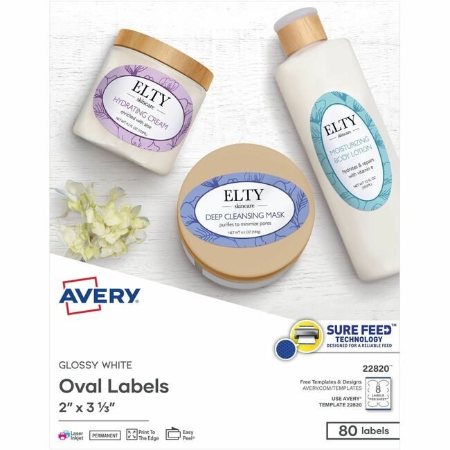 Avery Products Corporation Label Oval Glossy White 80 AVE22820