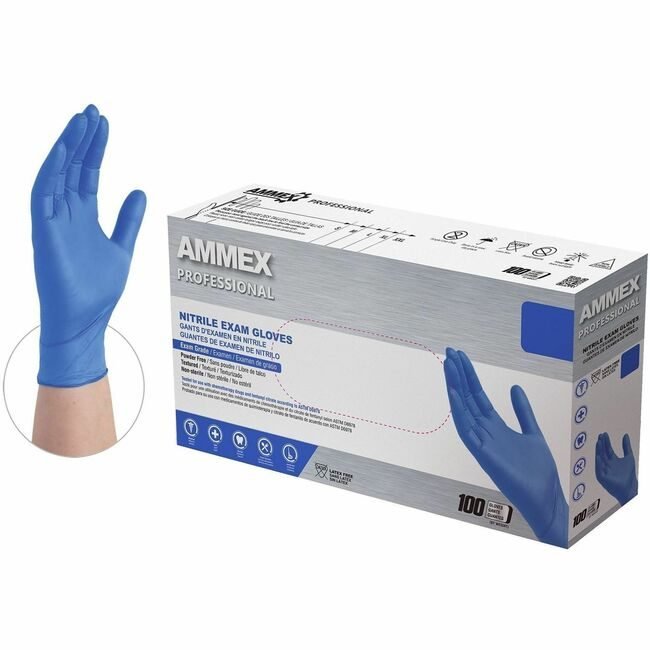 AMMEX Gloves Nitrile Pf Exam M AMXACNPF44100