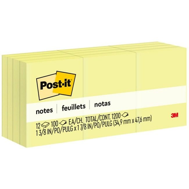 3M Company Notes Post-It 1.5X2 12 Pack Ca MMM653-YW