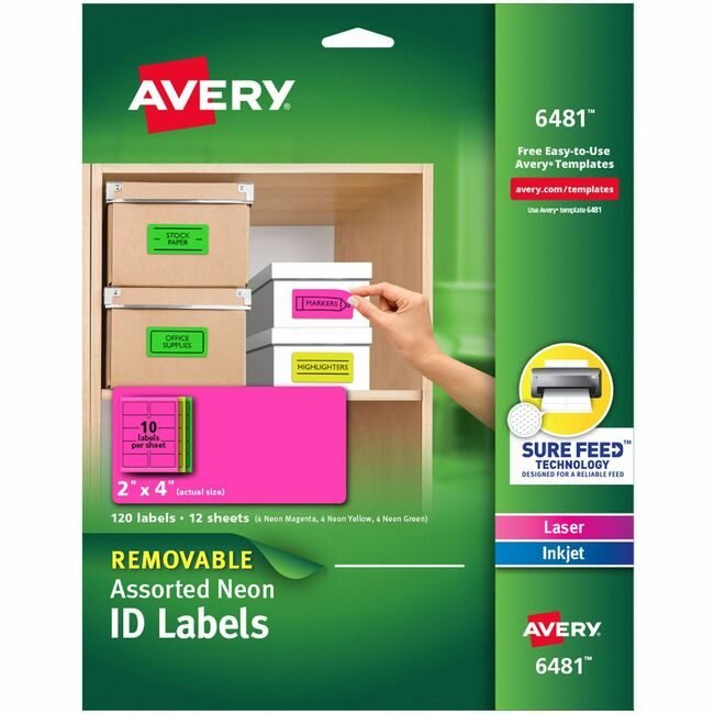 Avery Products Corporation Label Neon Remvable 2X4 Assorted AVE6481