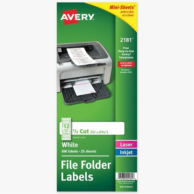 Avery Products Corporation Label Fldr Perm Lsr/Inkj We AVE2181