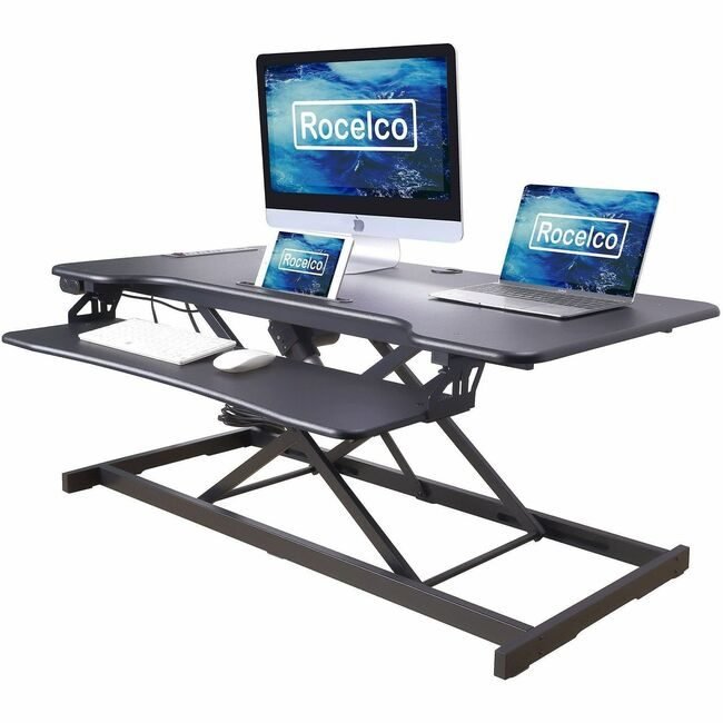 Rocelco Riser Desk Electric 46"W Black RCLREDRB46