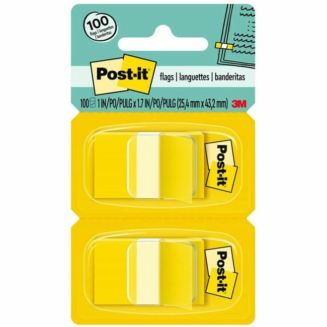 3M Company Flags Post-It 1" 100 Count Yw MMM680-YW2