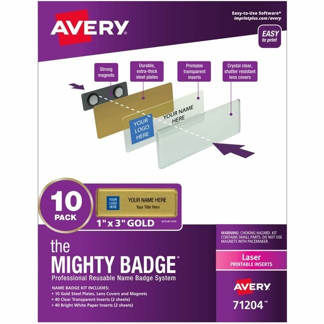 Avery Products Corporation Kit Badge Mgnt Lsr Gld 10 Pack AVE71204