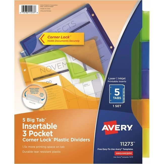 Avery Products Corporation Divider Crnrlock 5TAB 3 Pack AVE11273