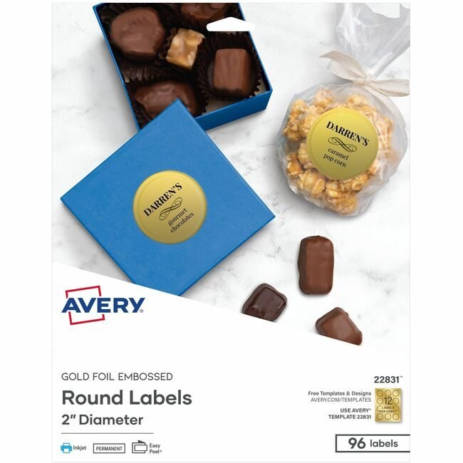 Avery Products Corporation Label Round 2" Gold Foil AVE22831