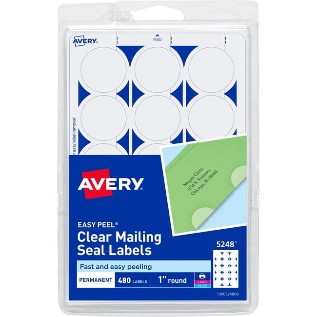 Avery Products Corporation Seal Mail Ezpeel 1"RND Clear AVE05248