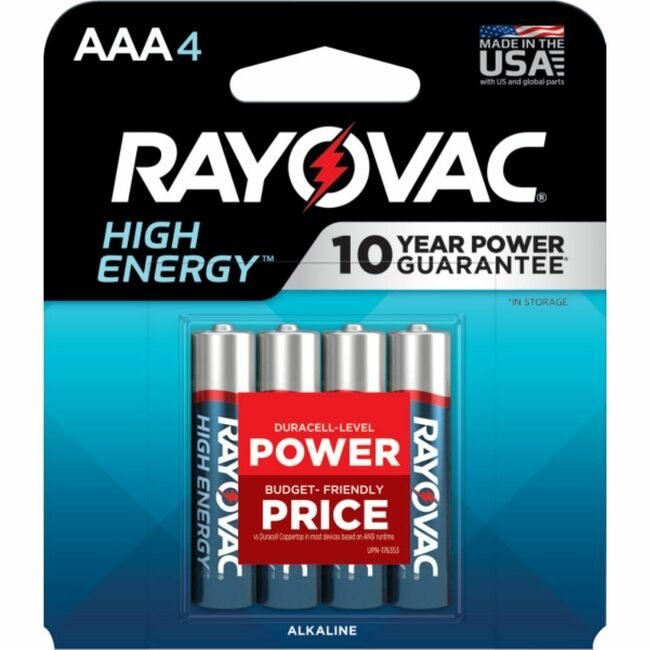 Energizer Holdings Rayovac Battery Alka Hi Enrgy Aaa 4 Pack RAY8244T