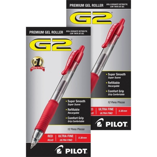 Pilot Corporation of America Pen Gel G2 Ultra Fine Red PIL31279BD