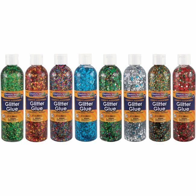 Pacon Corporation Glue Glitter 8OZ 8 Pack Assorted PAC8562