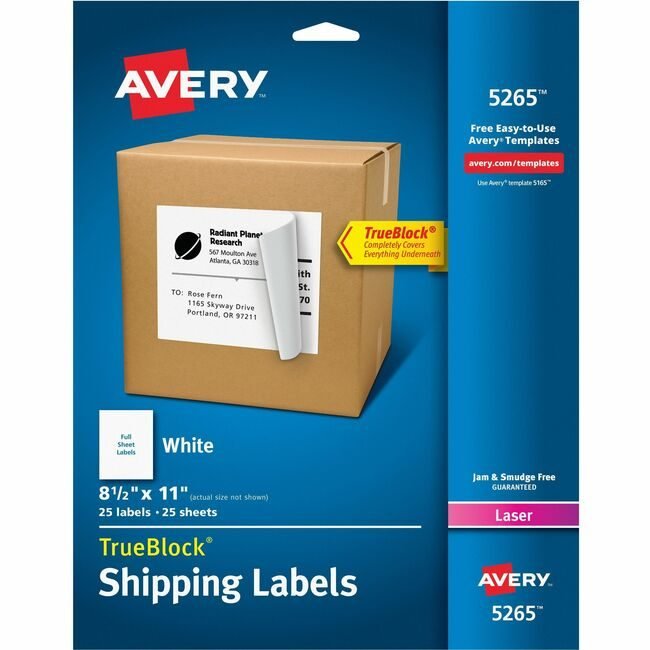 Avery Products Corporation Label Lsr Sheet 8.5X11 25 AVE5265