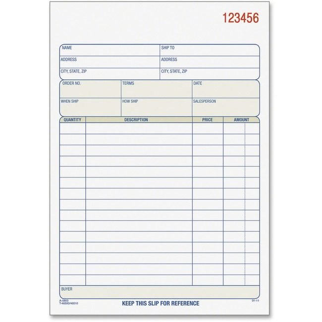 TOPS Products Book Sls Ord Cbnls Tri 50 TOP46510