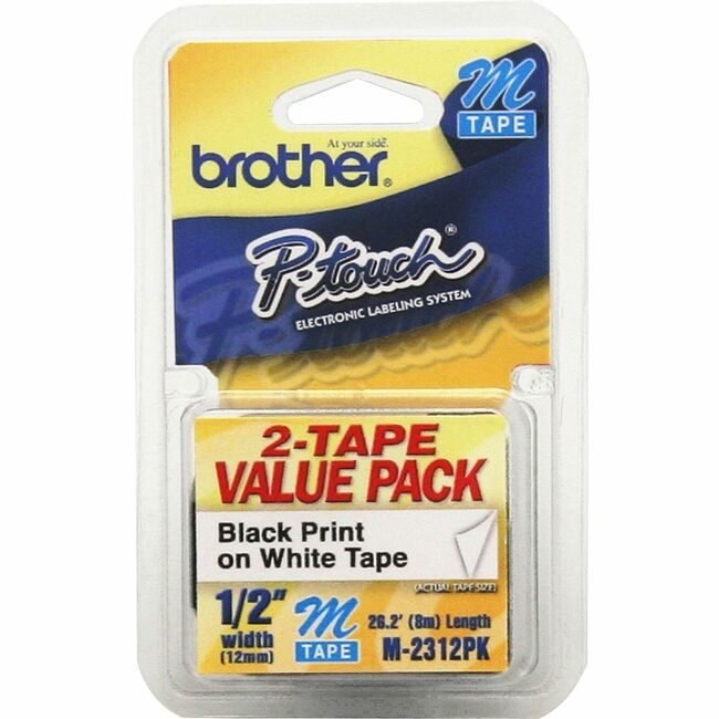 Brother International Tape Label 1/2"-BK/WE 2 Pack BRTM2312PK