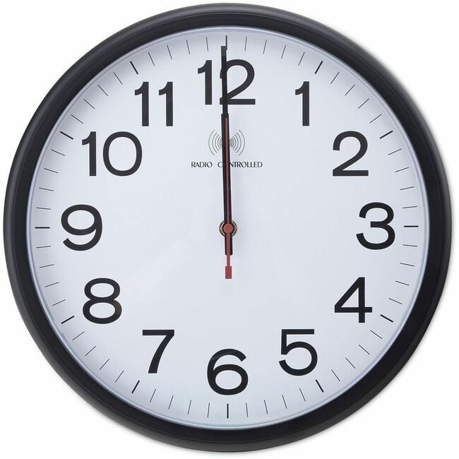 Universal Office Products Clock Ind/Out Atomic Black UNV10417