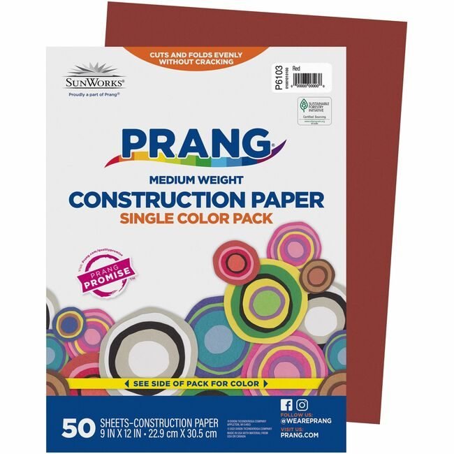 Pacon Corporation Paper Constrc 9X12 Red 50SH PAC6103