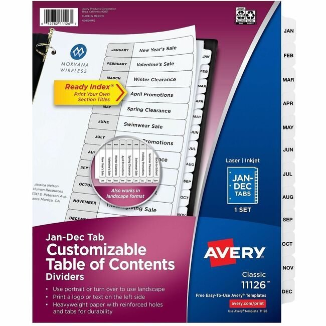 Avery Products Corporation Index Rdy Jan-Dec Bk/We AVE11126