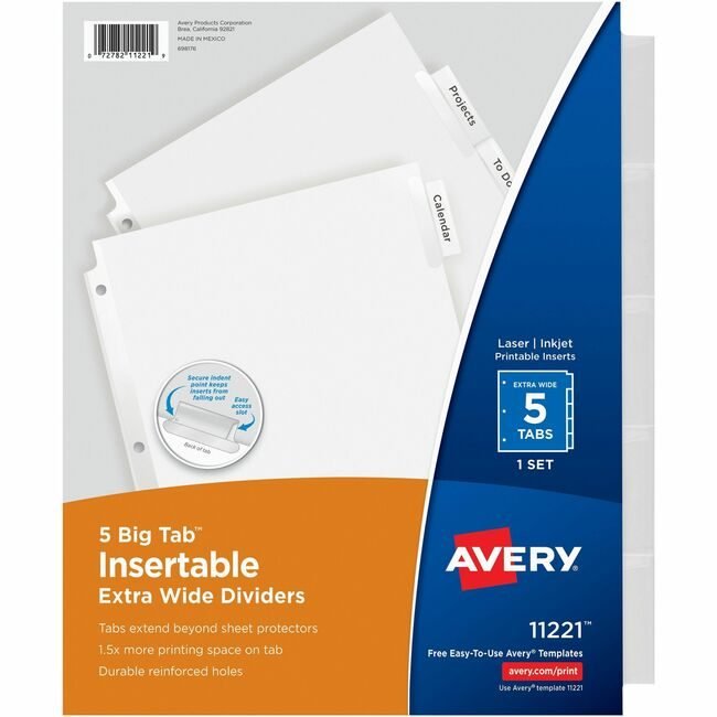Avery Products Corporation Dividers Insert 5-TAB Clear AVE11221