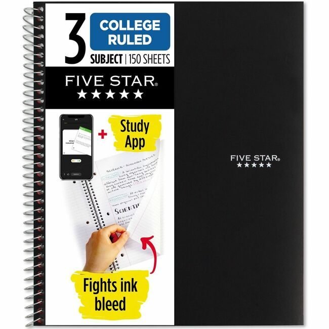 ACCO Brands Mead / Five Star Notebook Fs 3SB 8.5X11.5 Black MEA72069