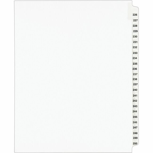 Avery Products Corporation Index Legal Sdtab 226-250 AVE01339