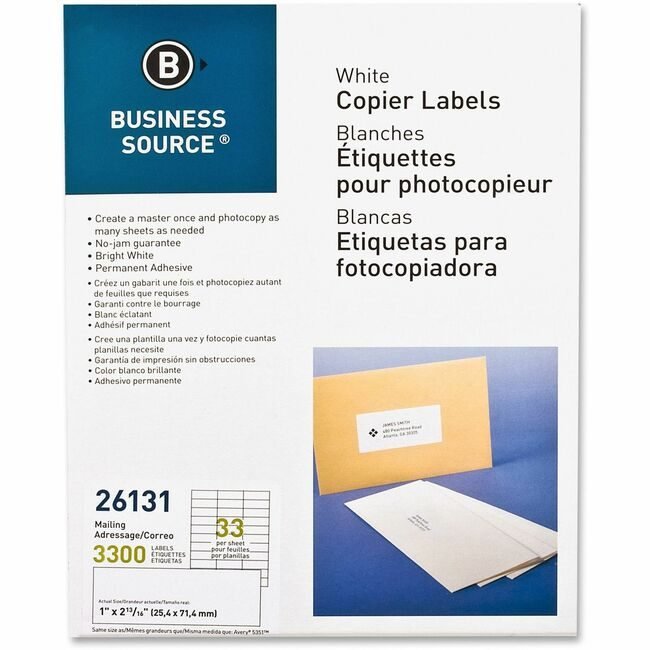 Business Source Label Copier 1X2.75 We BSN26131