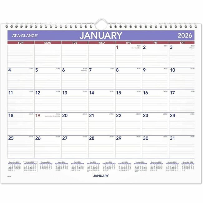 ACCO Brands AT-A-GLANCE Calendar Wall Monthly 15X12 AAGPM828
