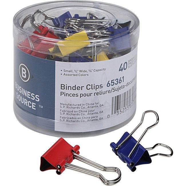 Business Source Clip Binder Small 40PC Assorted BSN65361