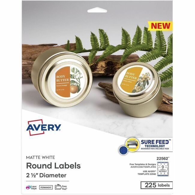 Avery Products Corporation Label Paper White Rnd 2-1/2 AVE22562