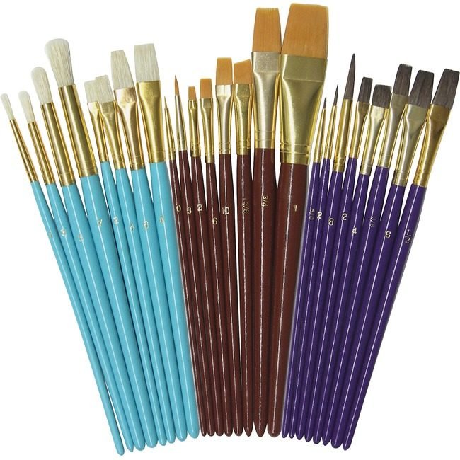 Pacon Corporation Brush Paint Woodn 24/ST Assorted PAC5134