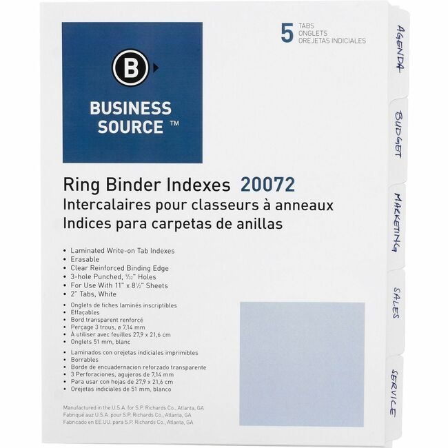 Business Source Dividers Write-On 5TAB We BSN20072