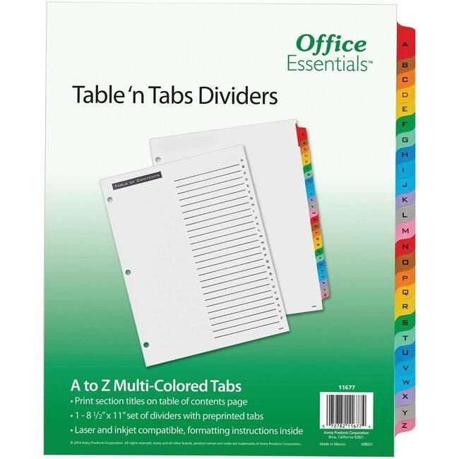Avery Products Corporation Index Tbl Ntab A-Z Mi AVE11677
