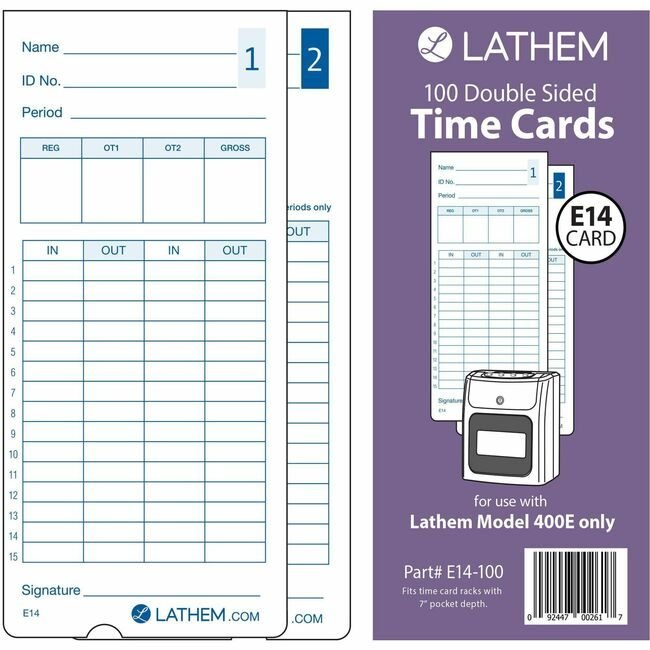 Lathem Time Timecards 400E 100 Pack LTHE14100