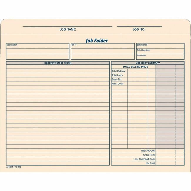 TOPS Products Jacket Job Folder 11.75X9.5 TOP3440
