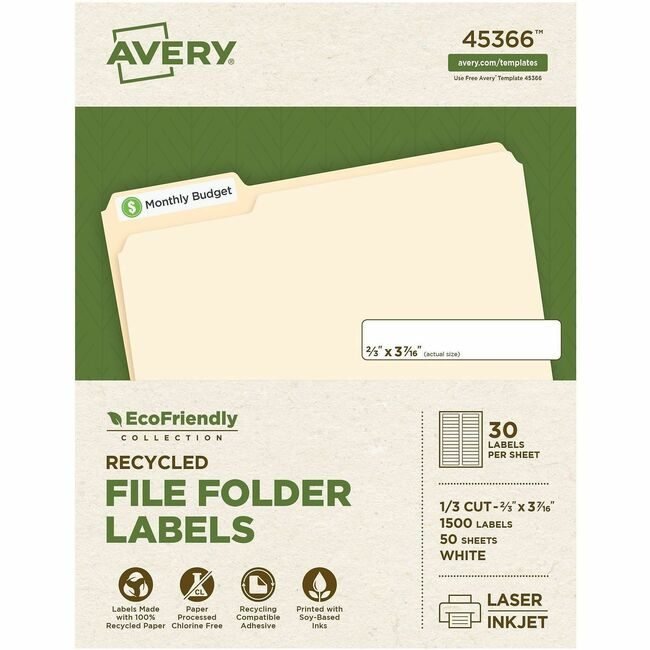 Avery Products Corporation Label File Folder 1500 Count AVE45366