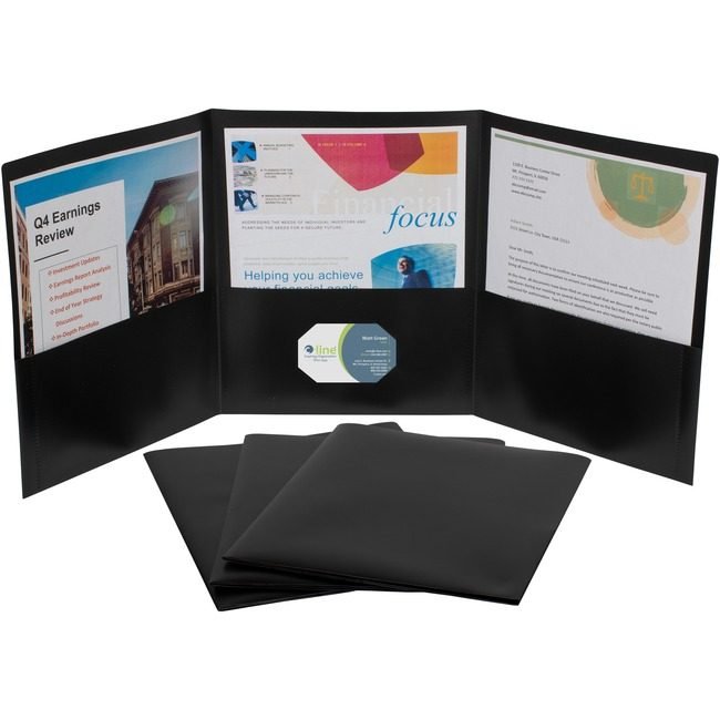 C-Line Products 3-POCKET POLY PORT Black 24/BX CLI33941