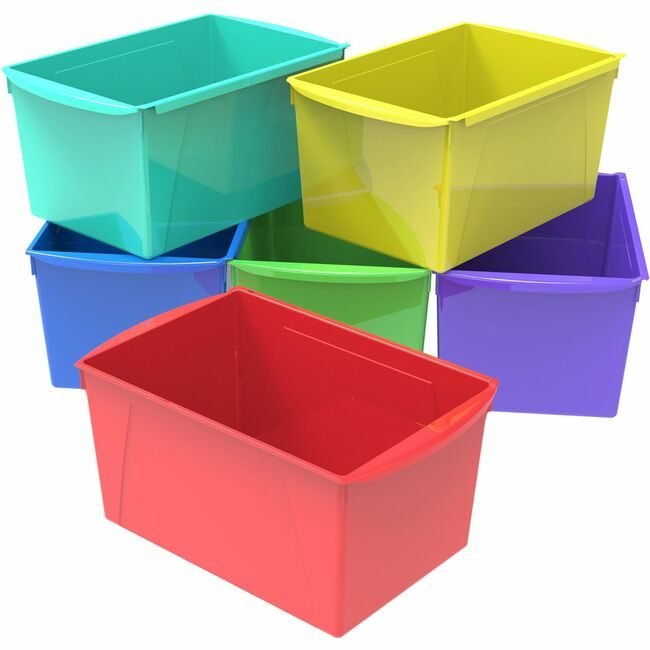 Storex Bin Book Wide Assorted 6/CT STX71126E06C