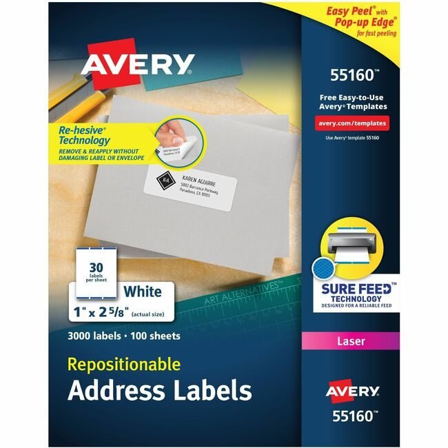 Avery Products Corporation Label Removable Laser Addrs AVE55160