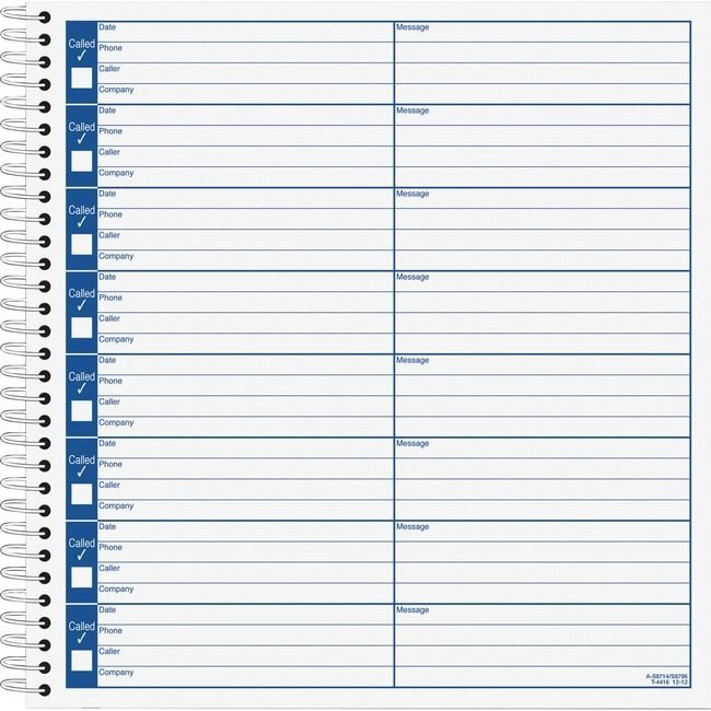 Adams Business Forms Book Log Voicemail 8.5X8.25 ABFS8714