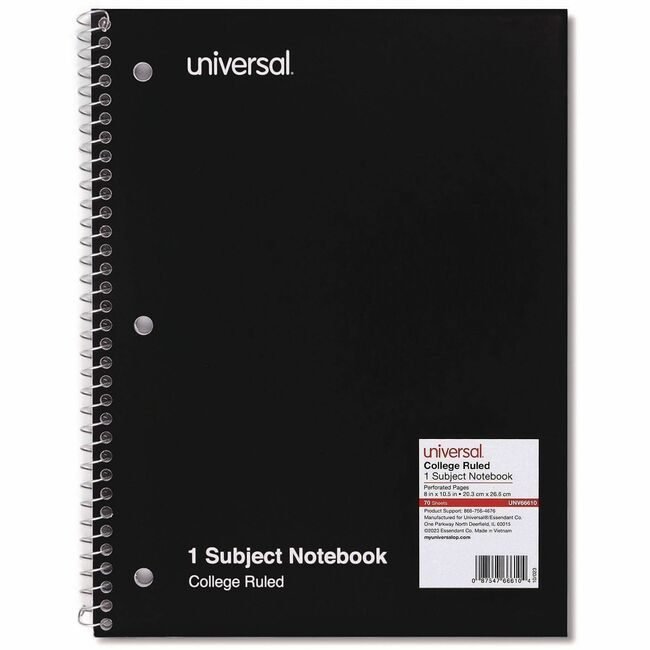 Universal Office Products Notebook 1SUB 8X10.5 Black UNV66610