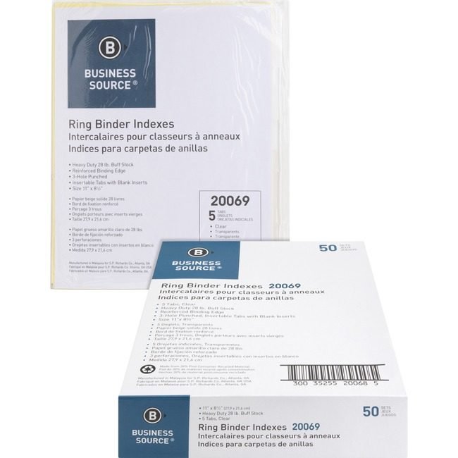 Business Source Dividers Insert 8-TAB Clear BSN20069BX