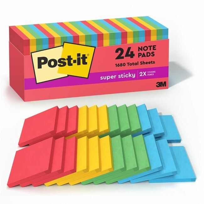 3M Company Notes Ss 3X3 24 Pack Assrtd MMM65424SSANCP