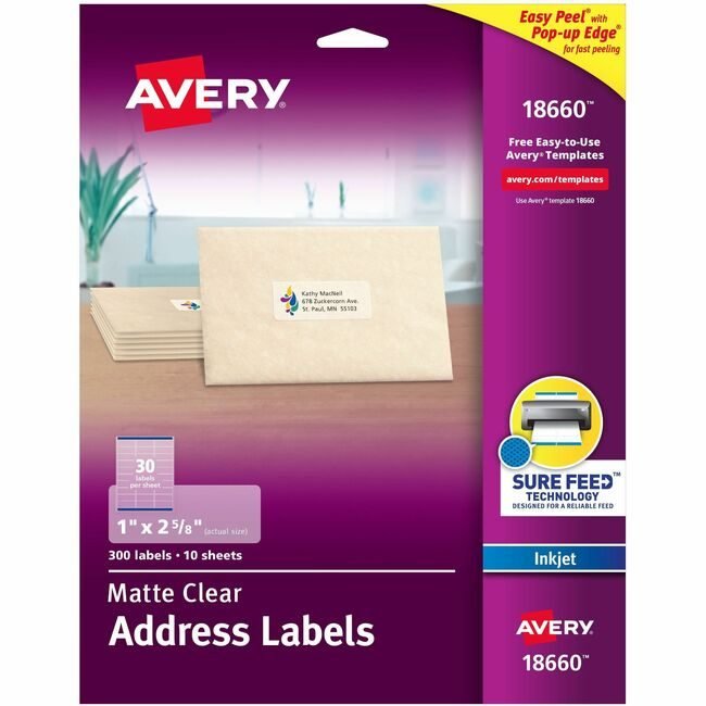 Avery Products Corporation Labels Mailing 1X2-5/8"-CL AVE18660
