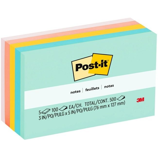 3M Company Note Post-It 3X5 5 Pack Assorted MMM655-AST
