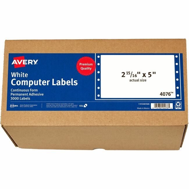 Avery Products Corporation Label Pinfed 5X2-15/16 3M AVE4076