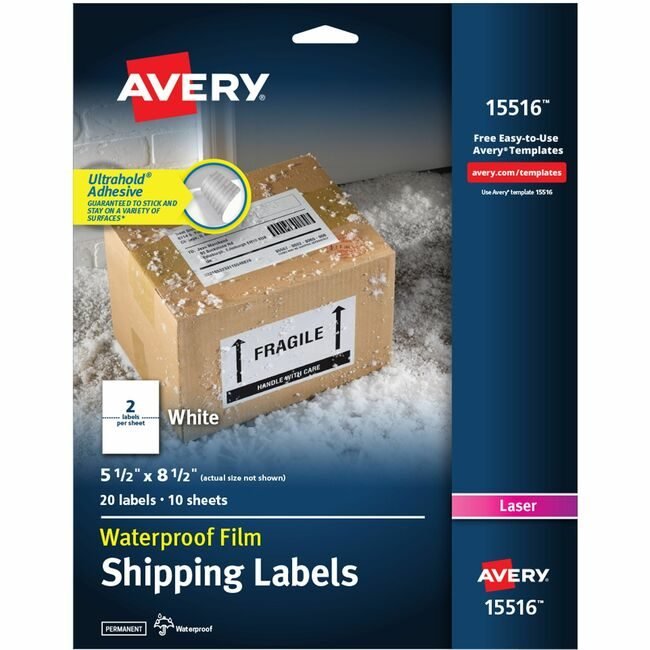 Avery Products Corporation Labels Wthr Prf 2UP We 20 Pack AVE15516