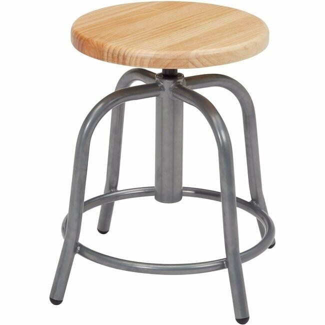 National Public Seating Stool Adj Ht Wood/Gry NPS6800W02