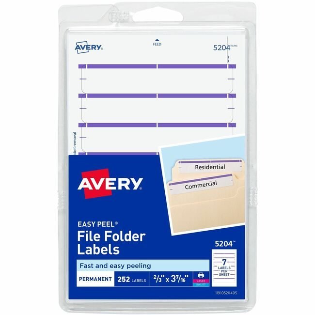 Avery Products Corporation Label Filefl Wh/Purp 4X6SH AVE05204