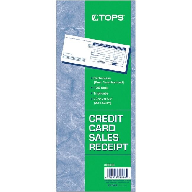 TOPS Products Slip Sales Credit Card 3PT TOP38538